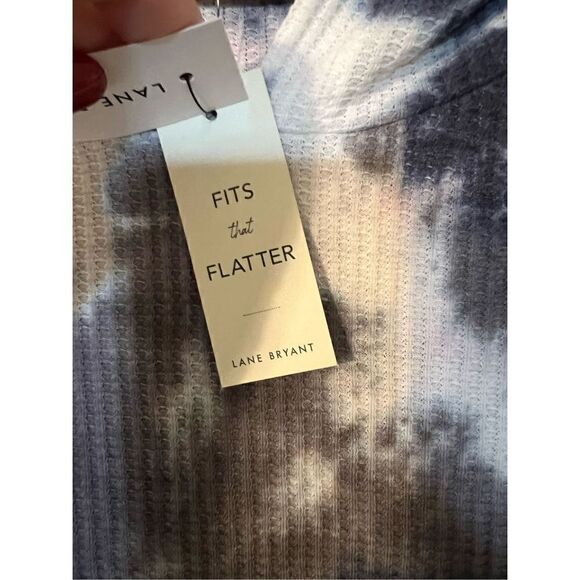 Lane Bryant Women’s Size 14/16 Waffle Knit Peplum Hoodie Black White Tie Dye NWT - Picture 10 of 10